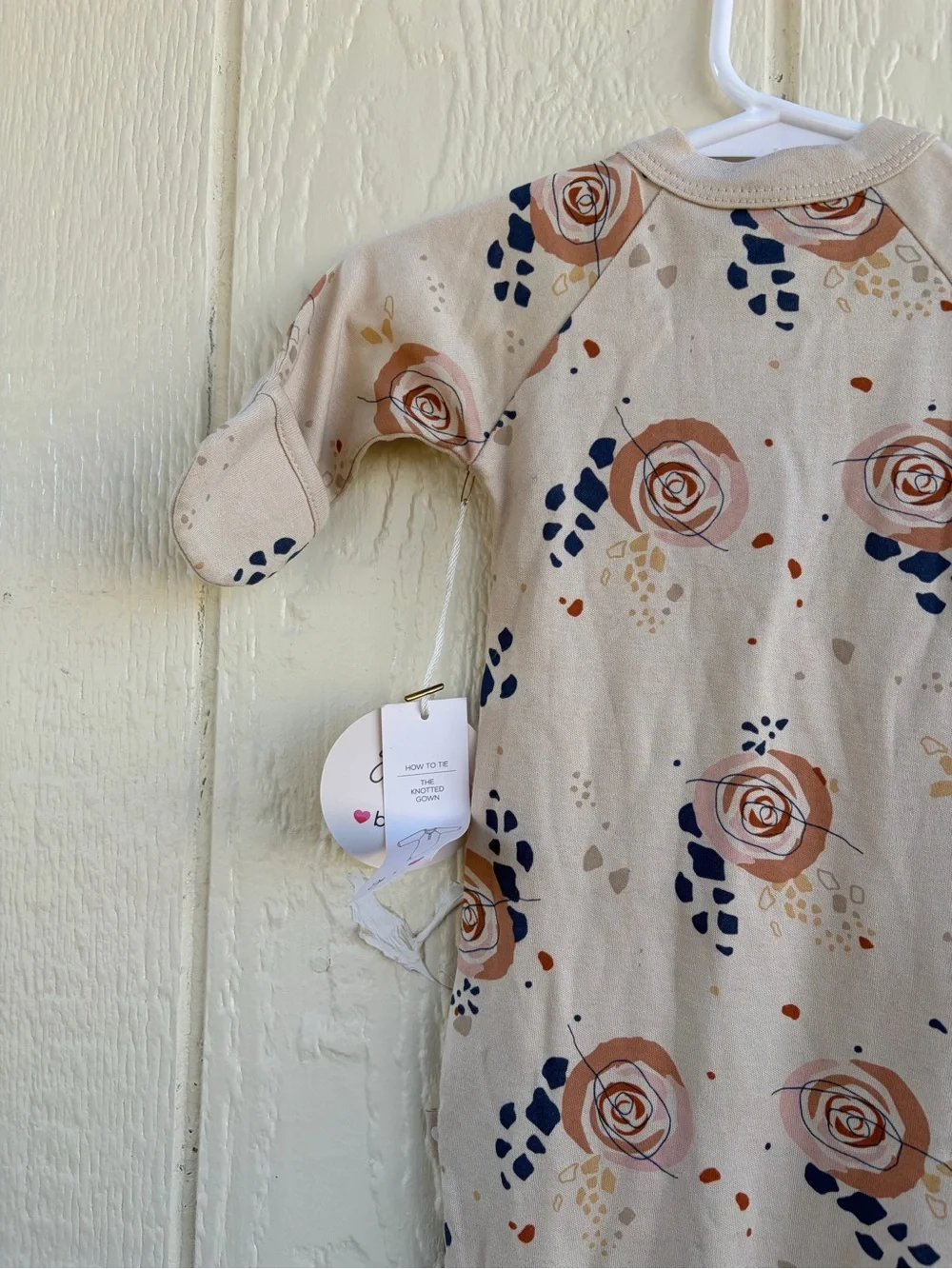 Kids Floral Sleep Gown - Cream with Rust Rose Print baby’s Girls Size NB